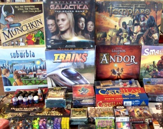 Battlestar Galactica: Daybreak; Castellan; Mystery of the Templars; Cosmic Encounters: Cosmic Storm; Trains; new Pathfinder books and Trollkin Warders.